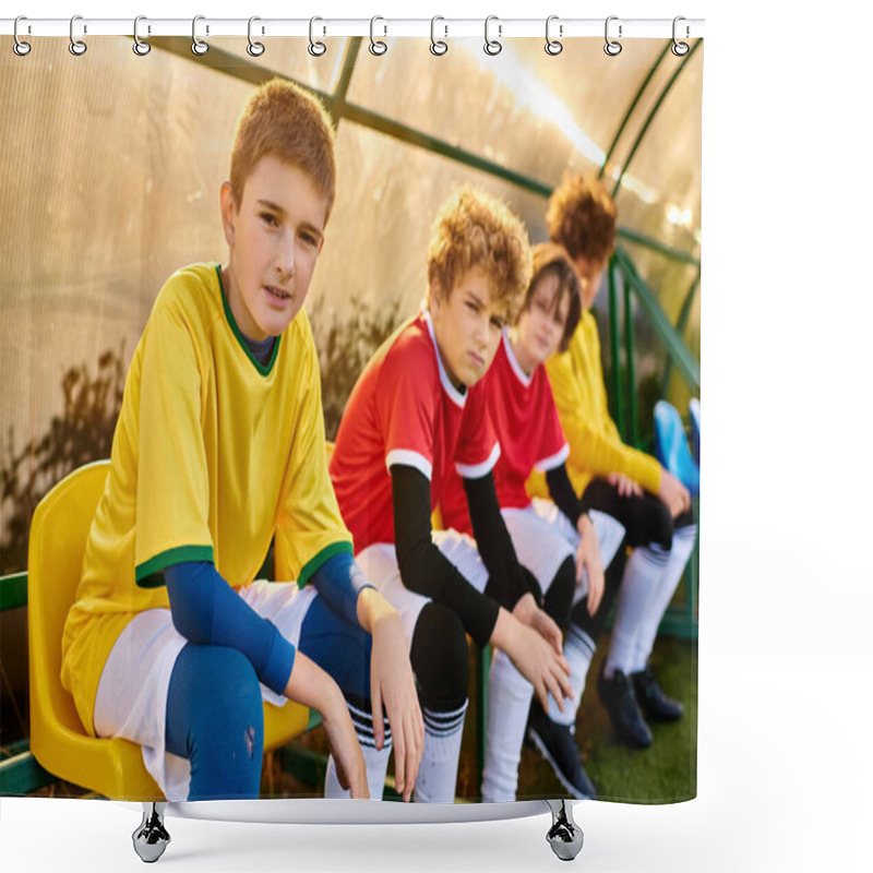 Personality  A Tight-knit Group Of Young Men Sitting Closely Together, Conversing And Laughing. Their Camaraderie Is Evident As They Share Stories And Jokes, Creating A Warm And Vibrant Atmosphere. Shower Curtains