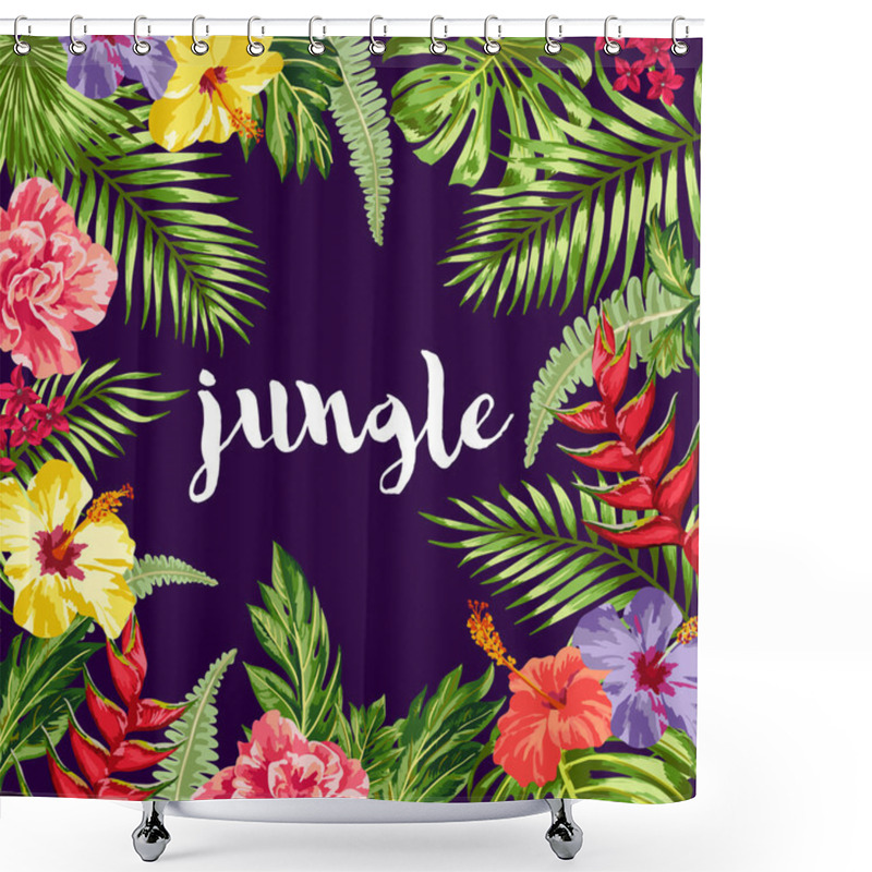 Personality  Exotic Flowers And Leaves Shower Curtains