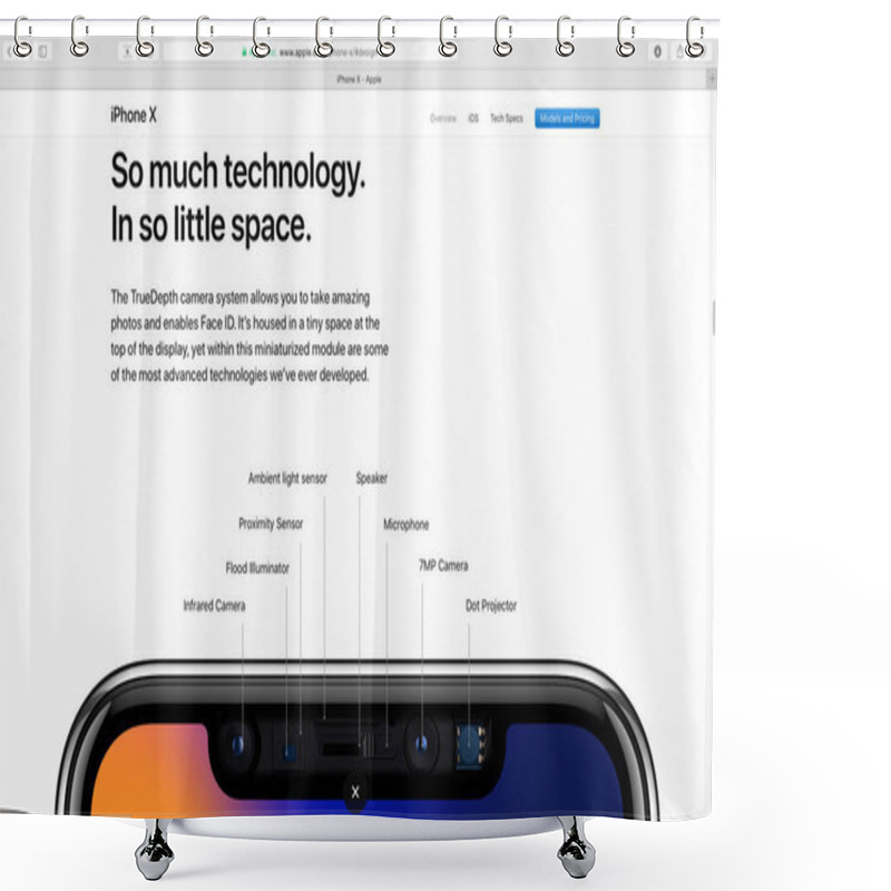 Personality  Apple Website Showcasing IPhone X 10  Shower Curtains