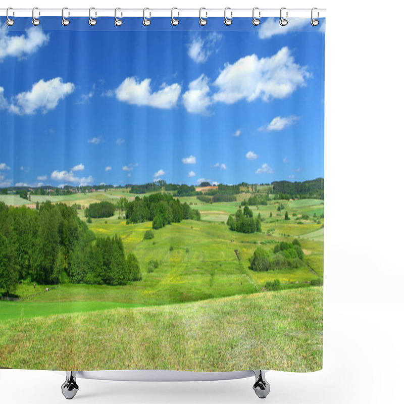 Personality  Summer Landscape With Cumulus Clouds Shower Curtains