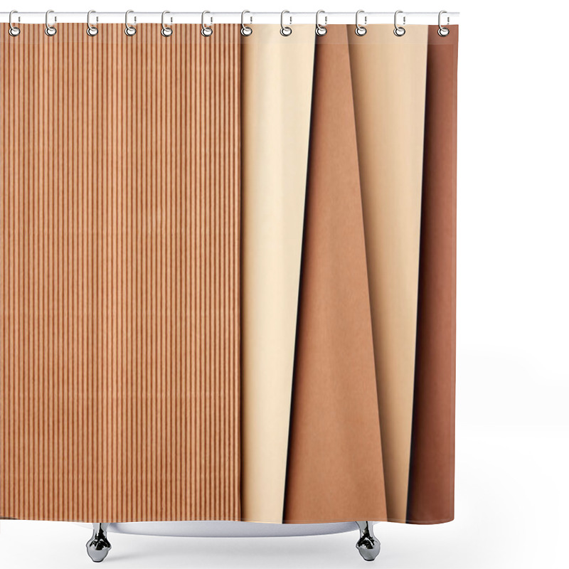 Personality  Paper Sheets In Beige And Brown Tones Background Shower Curtains