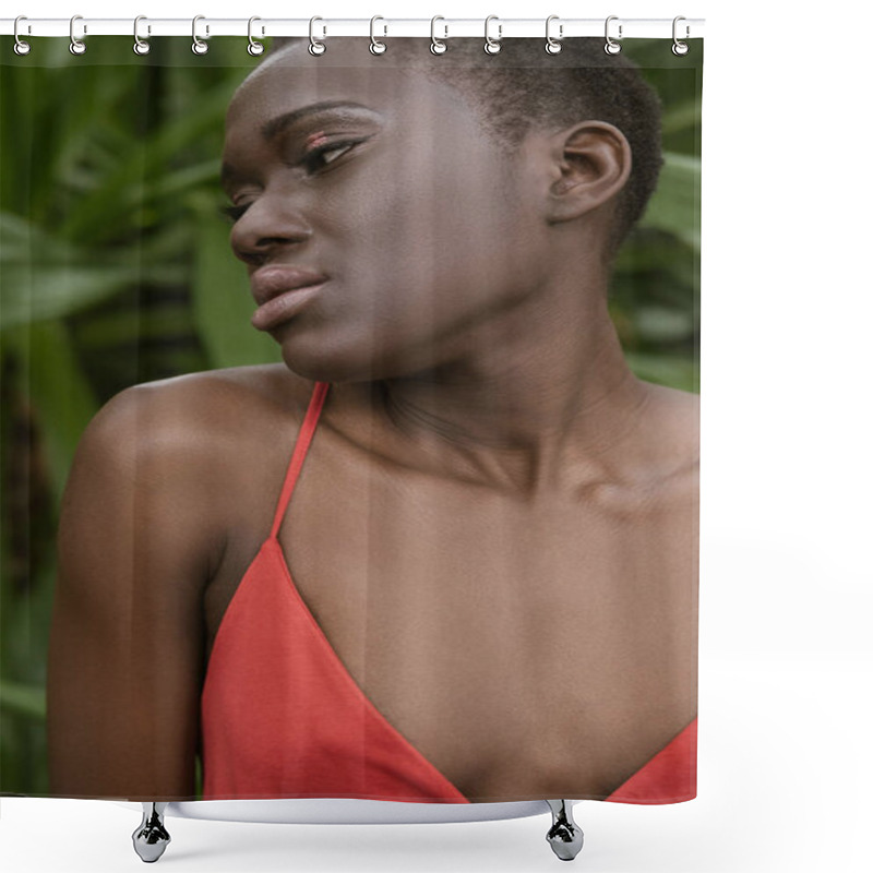 Personality  Beautiful Fashionable African American Woman With Short Hair Shower Curtains