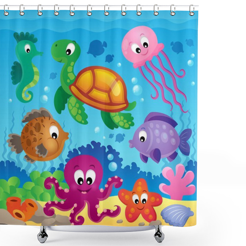 Personality  Image With Undersea Theme 7 Shower Curtains