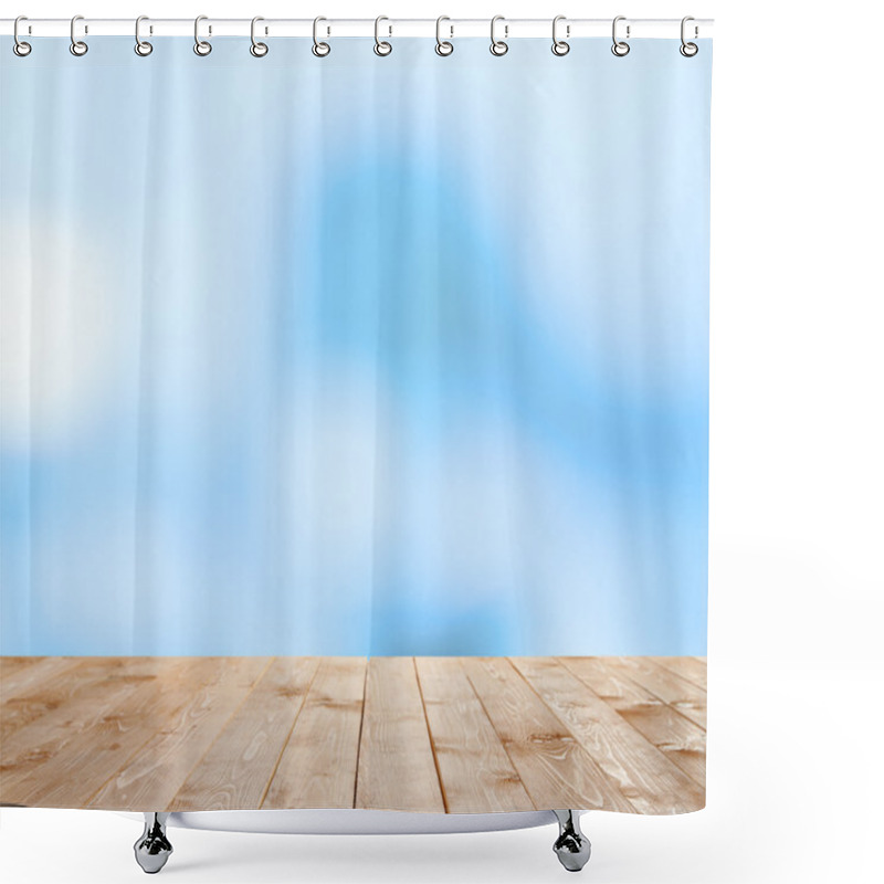 Personality  Wooden Table With Abstract Blur Shower Curtains