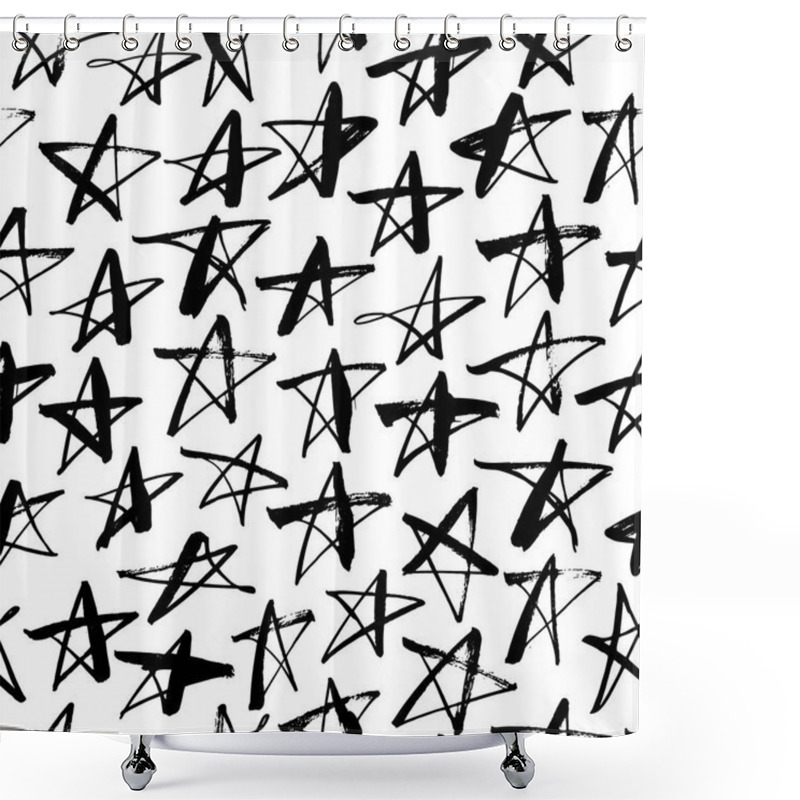 Personality  Seamless Pattern With Hand Drawn Stars. Shower Curtains