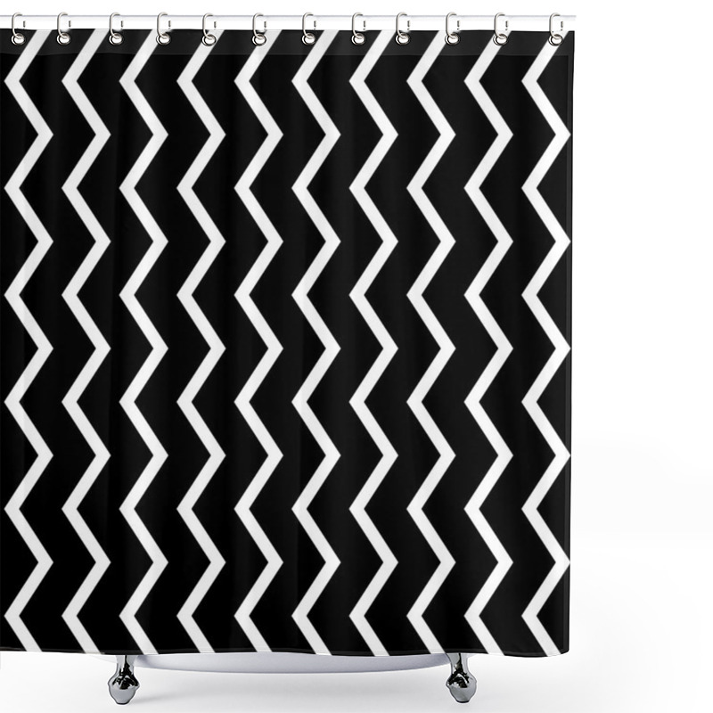 Personality  Wavy, Zigzag Vertical Lines In Parallel Fashion. Shower Curtains