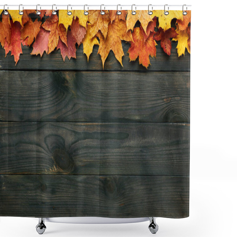 Personality  Wooden Background With Autumn Leaves  Shower Curtains