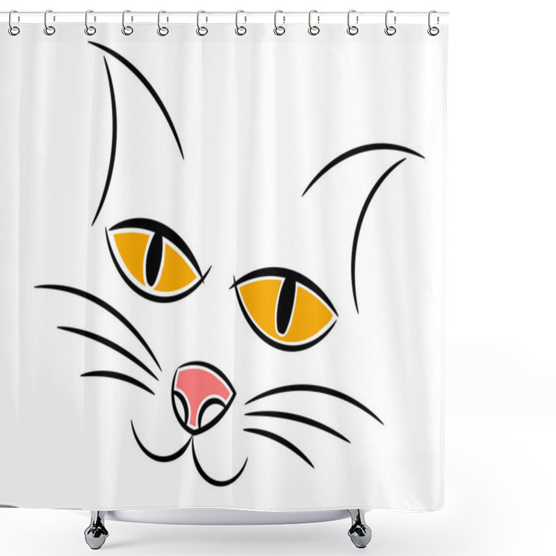 Personality  Cat Face Portrait Sketchy Isolated  Shower Curtains