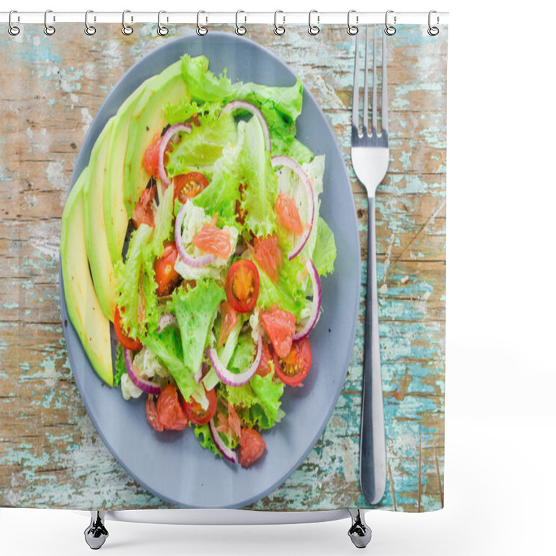 Personality  Avocado Salad On A Plate Shower Curtains