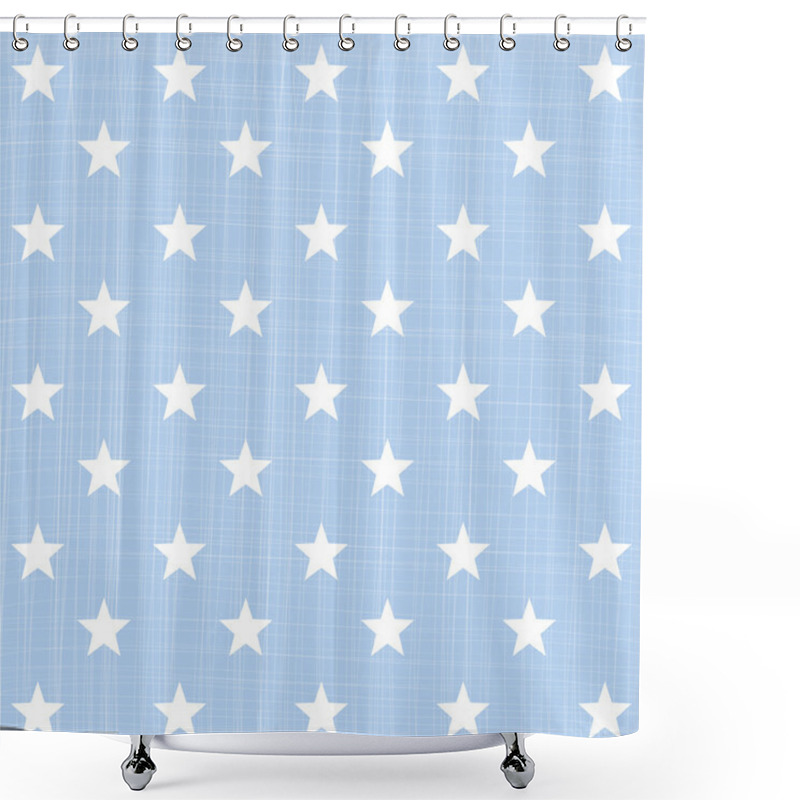 Personality  Star Pattern Light Blue Shower Curtains