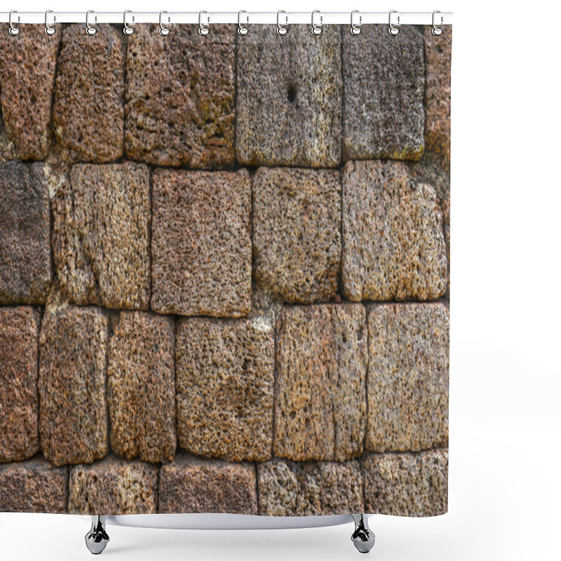 Personality  Brown Marble Brick Wall Abstract For Background Shower Curtains