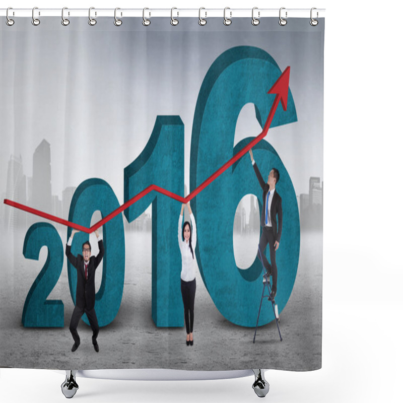 Personality  Employers Lifting Upward Arrow With Numbers 2016 Shower Curtains