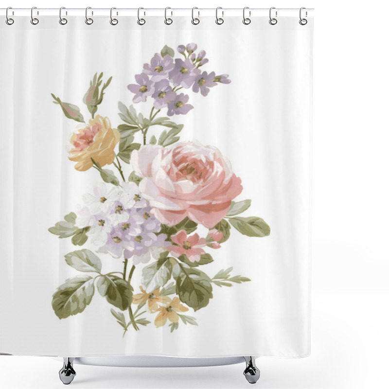 Personality  Illustration Bouquet  In Simple White Background Shower Curtains