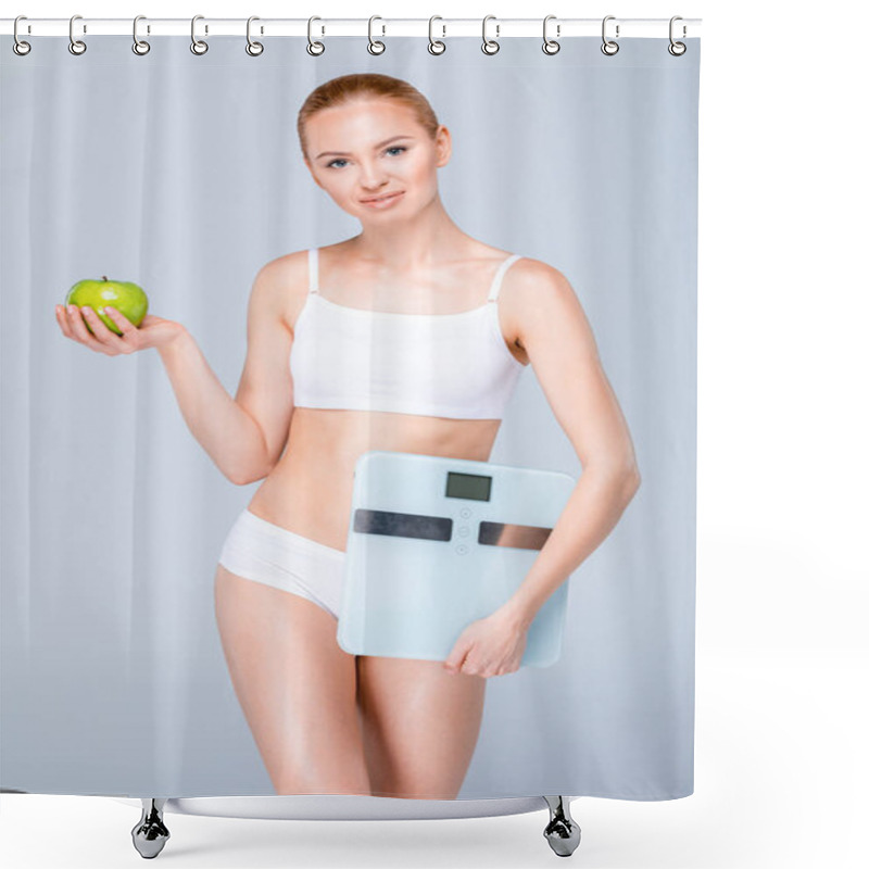 Personality  Woman With Digital Scales Shower Curtains