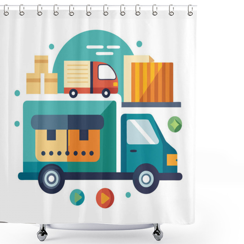 Personality  Cartoon Delivery Truck Illustration Shower Curtains