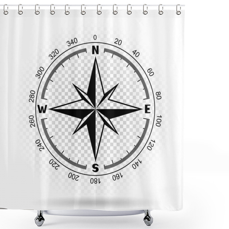 Personality  Compass Directions Transparent Background Shower Curtains