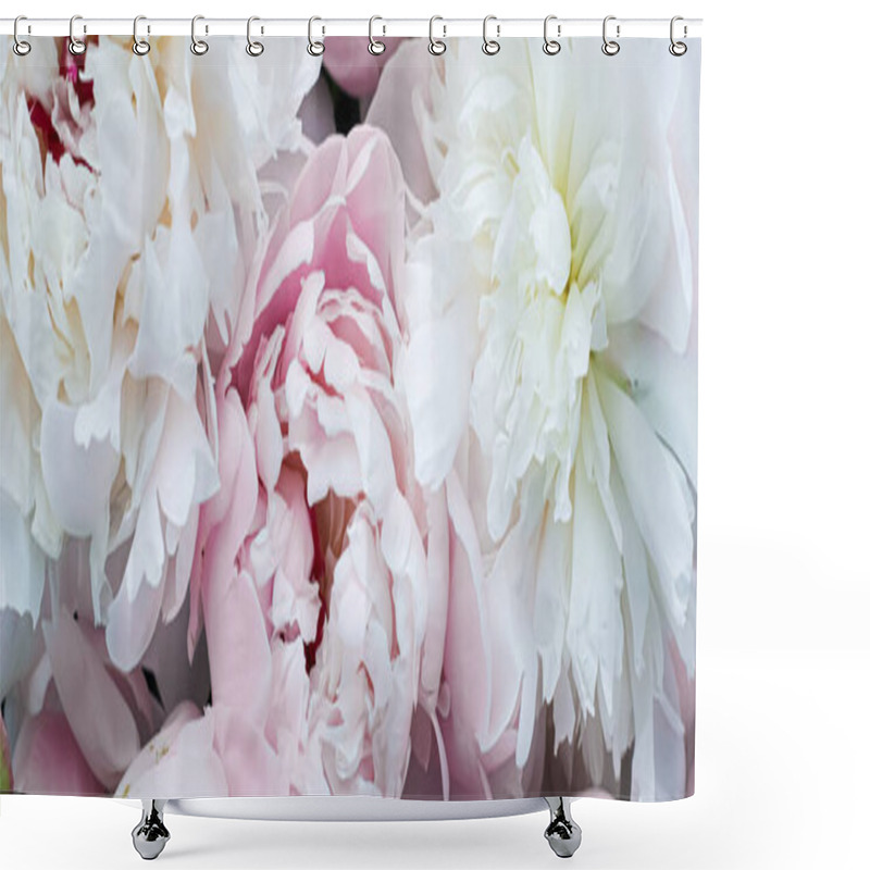 Personality  Blooming Peony Flowers As Floral Art Background, Botanical Flatlay And Luxury Branding Shower Curtains