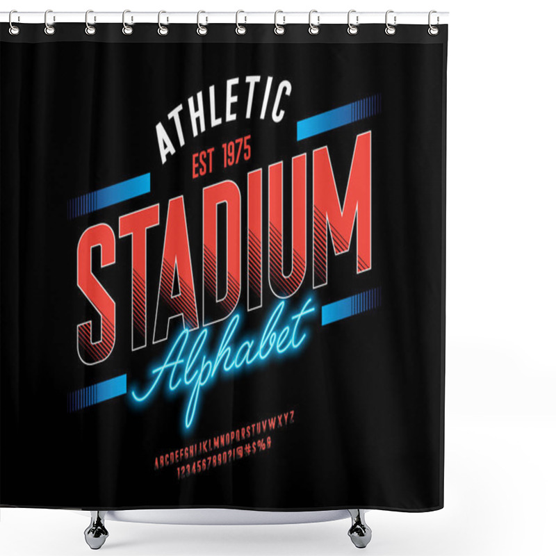 Personality  Sports Style Alphabet Design With Uppercase, Numbers And Symbols Shower Curtains