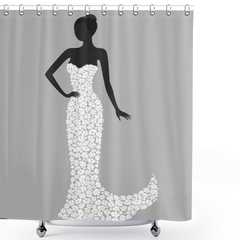 Personality  Gorgeous Girl In White Flower Dress Shower Curtains