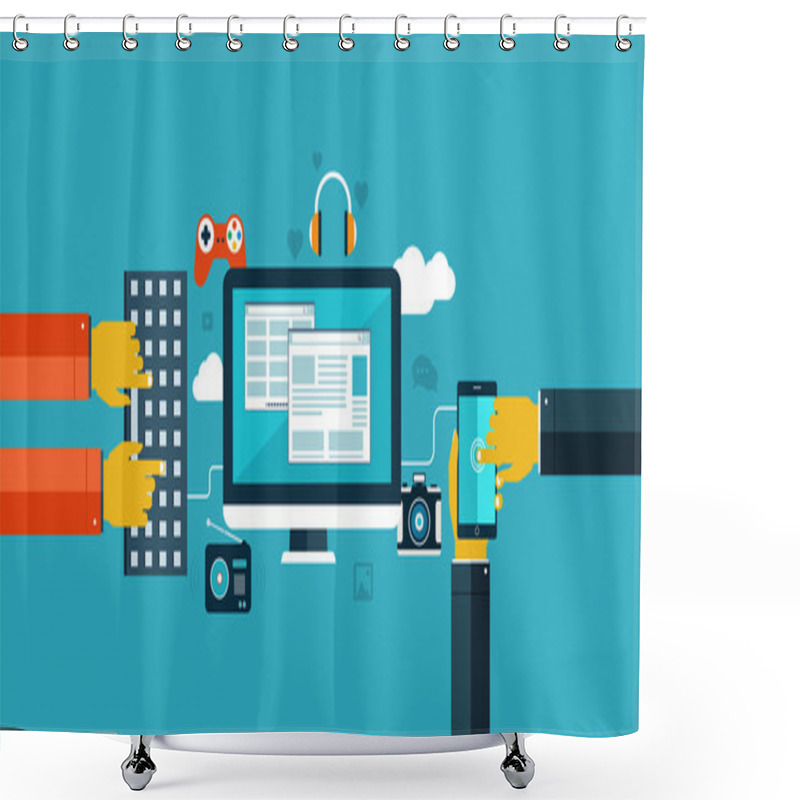 Personality  Flat Design Icons For Web And Mobile. Shower Curtains