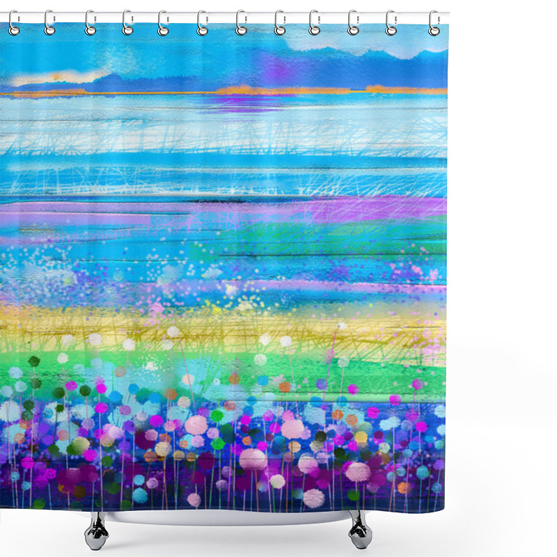 Personality  Oil Painting Flowers Dandelion, Cornflower, Daisy In Fields. Shower Curtains