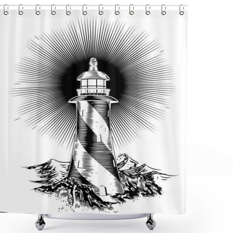 Personality  Wood Block Style Lighthouse Shower Curtains