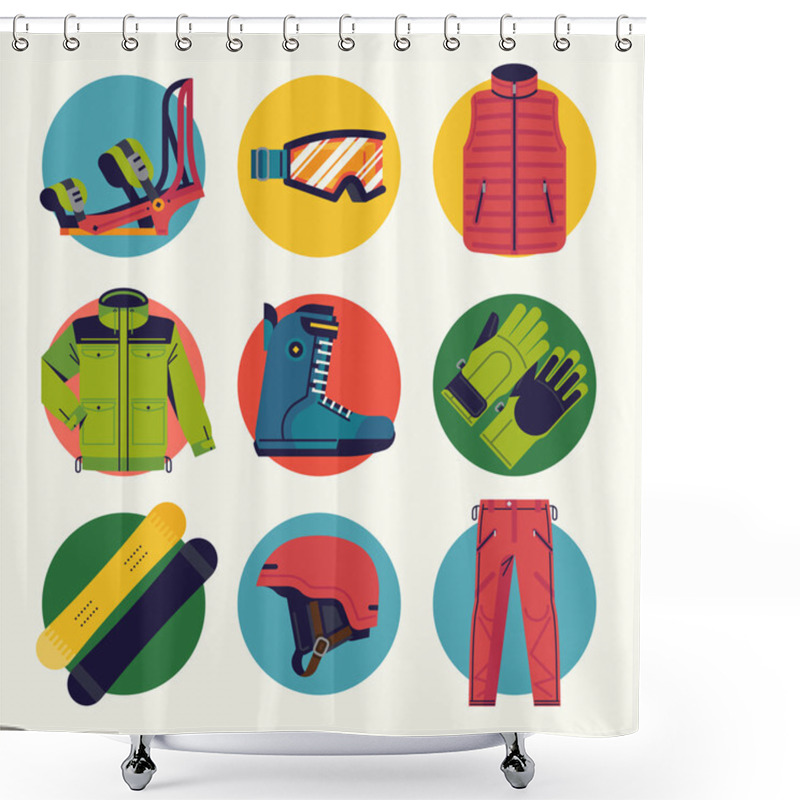 Personality  Extreme Sport Winter Activity   Icons Shower Curtains