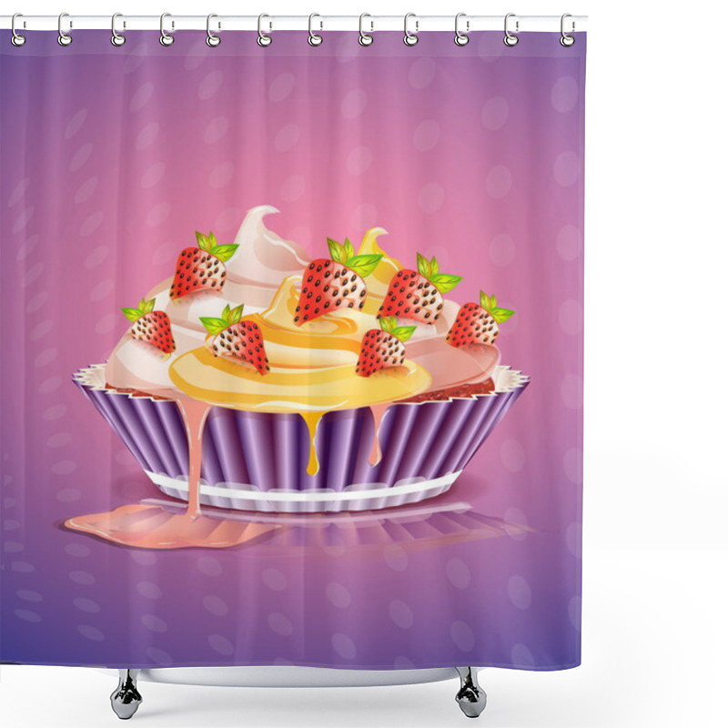 Personality  Birthday Cake. Vector Illustration Shower Curtains