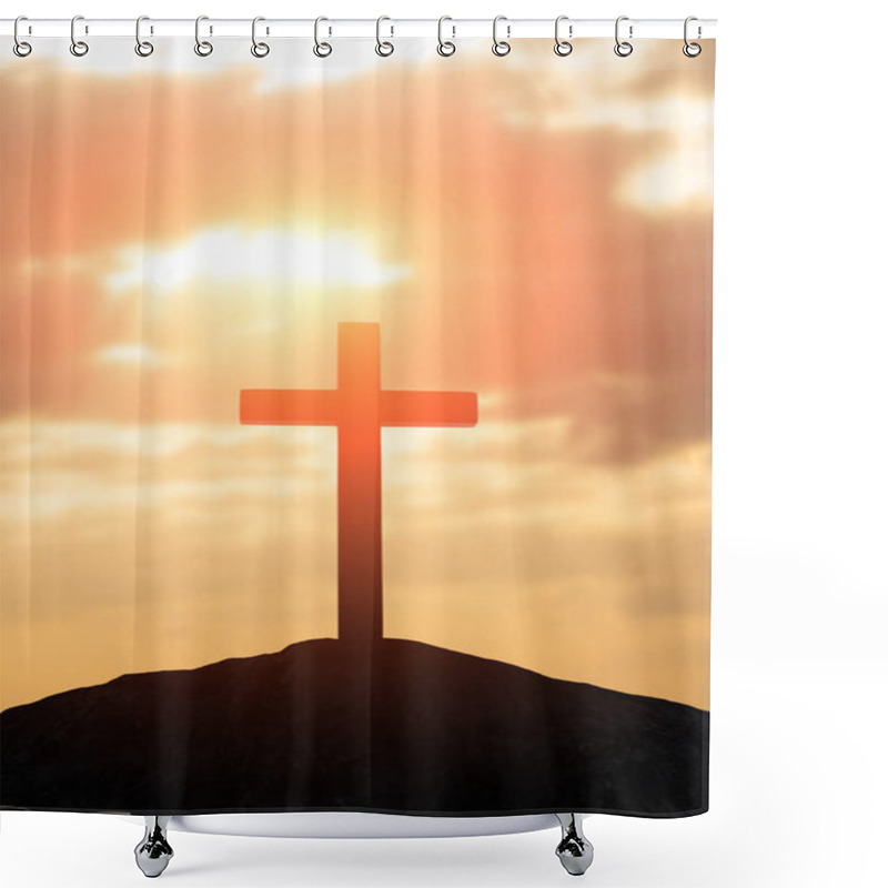 Personality  Silhouette Of Cross Shower Curtains