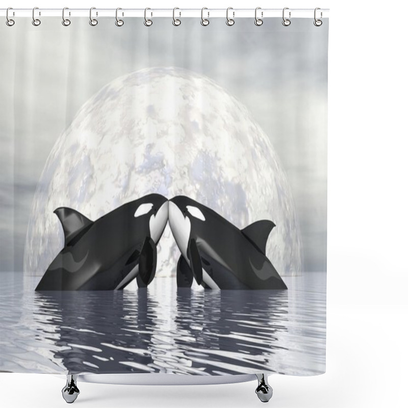 Personality  Orca Love - 3D Render Shower Curtains