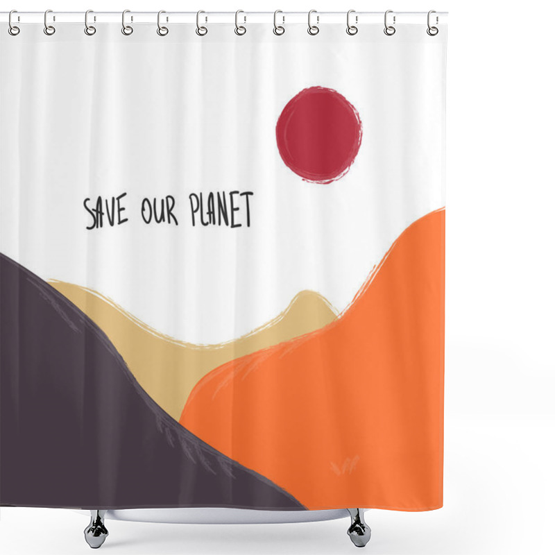 Personality  Hand Drawn Illustration With Red Sun And Mountains With 