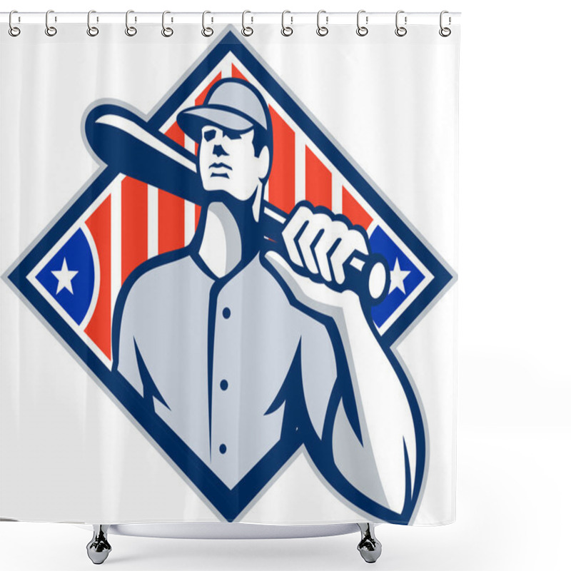 Personality  Baseball Batter Hitter Bat Shoulder Retro Shower Curtains