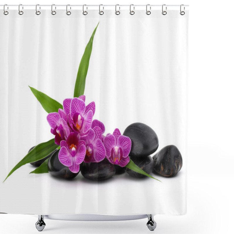 Personality  Zen Pebbles And Orchid Flowers Shower Curtains