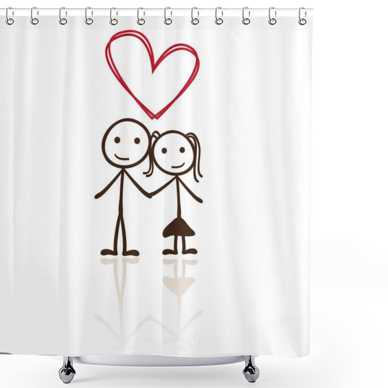 Personality  Stick Figure Couple Shower Curtains