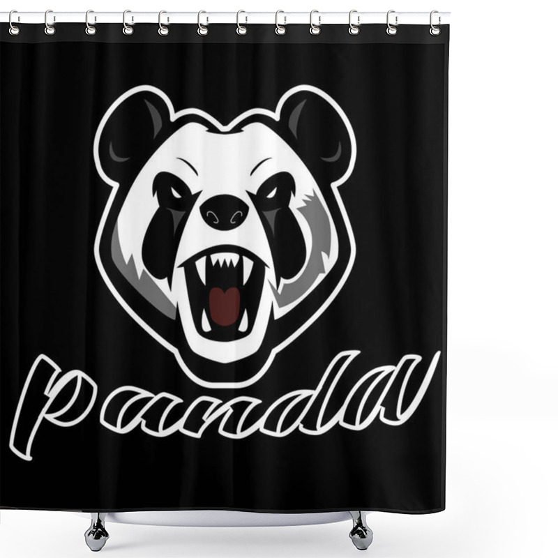 Personality  Panda Mascot Logo Design For Sports Team. Panda Vector Sticker Illustration. Icon Element For Template. Shower Curtains