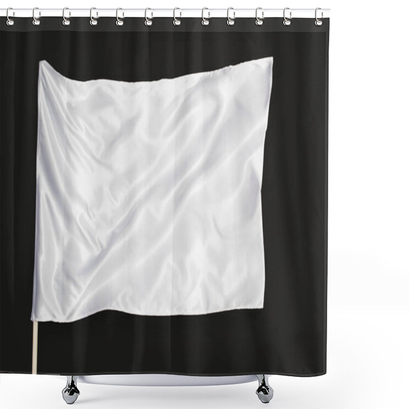 Personality  White Satin Flag Isolated On Black Shower Curtains