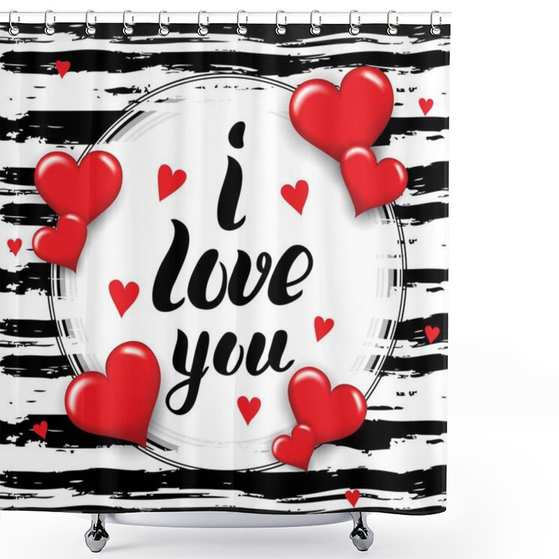 Personality  I Love You Template For Banner Or Poster. Holiday Lettering Shower Curtains