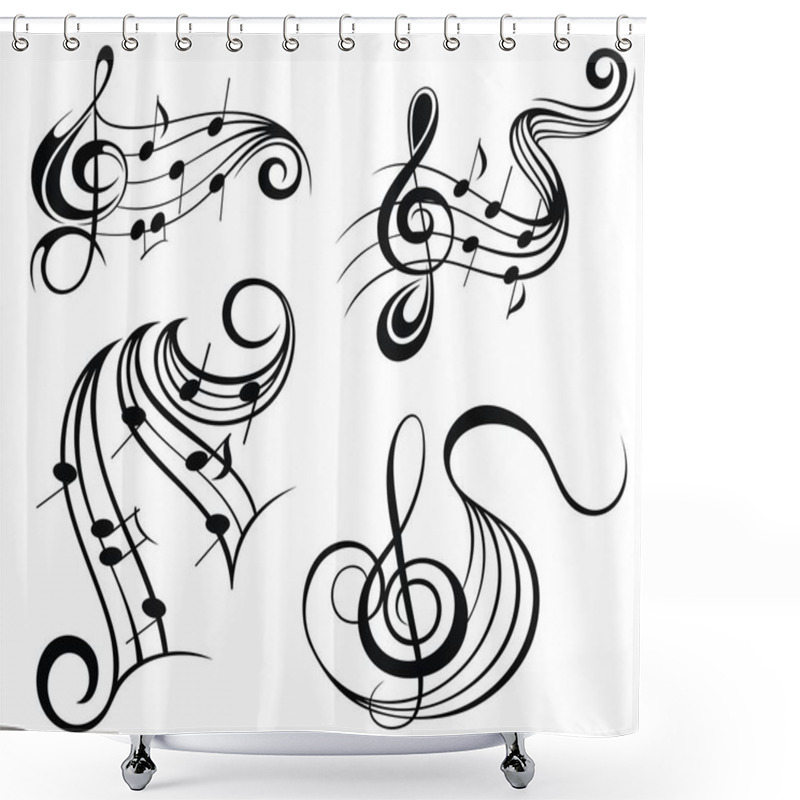 Personality  Abstract Music Symbols Vector Illustration For Your Design Shower Curtains