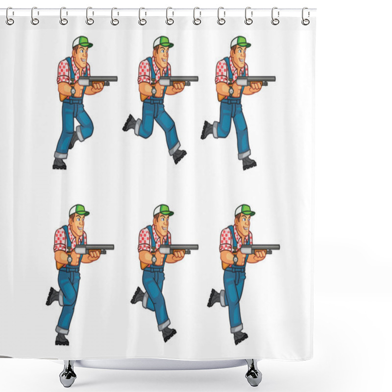 Personality  Red Neck Running Game Animation Sprite Shower Curtains