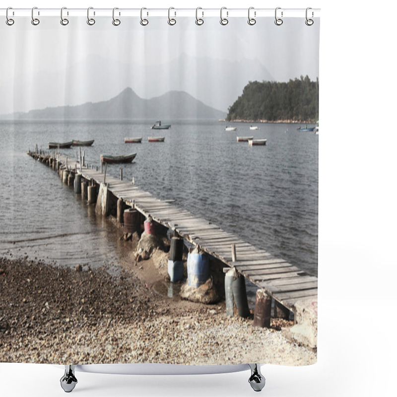 Personality  Wooden pier along the coast shower curtains