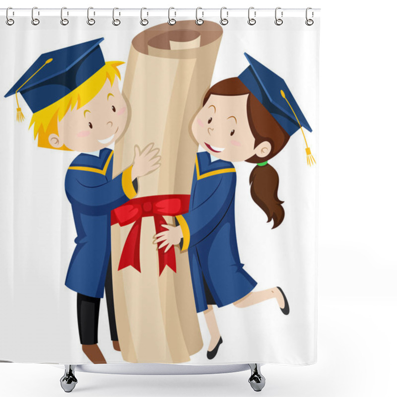 Personality  Man And Woman In Blue Graduation Gowns Shower Curtains