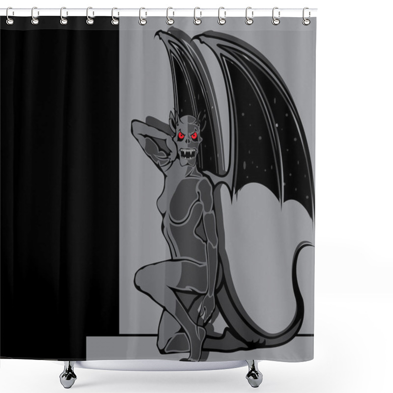 Personality  Gargoyle Woman Vector Shower Curtains