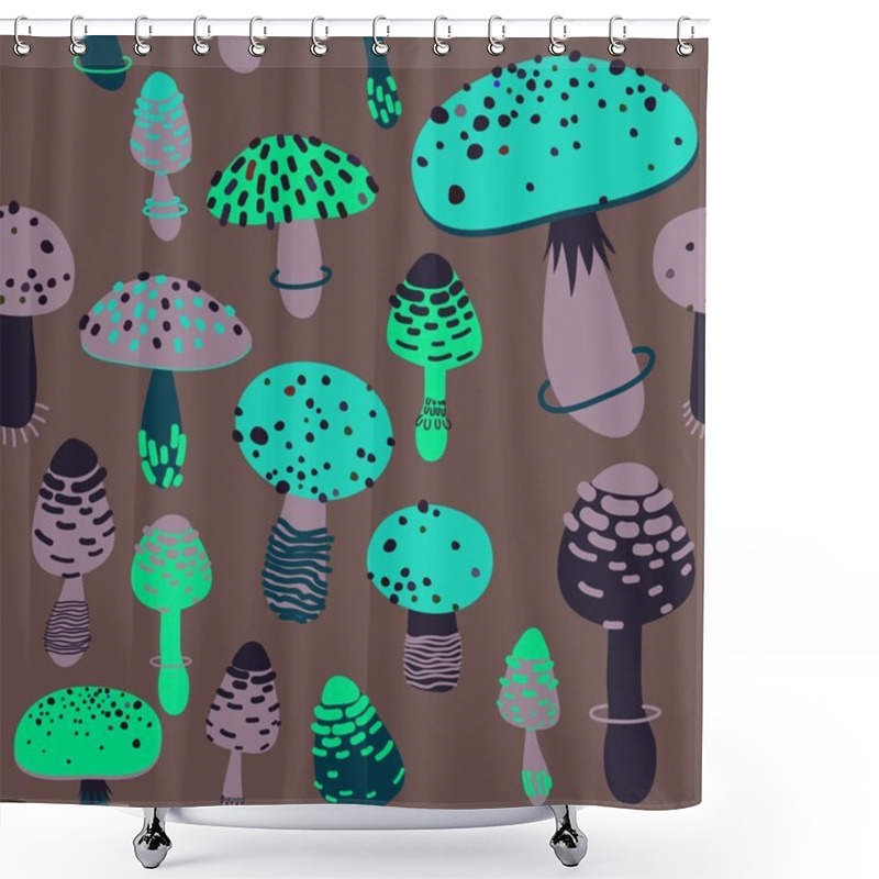 Personality  Amanita Seamless Pattern. Vector Shower Curtains