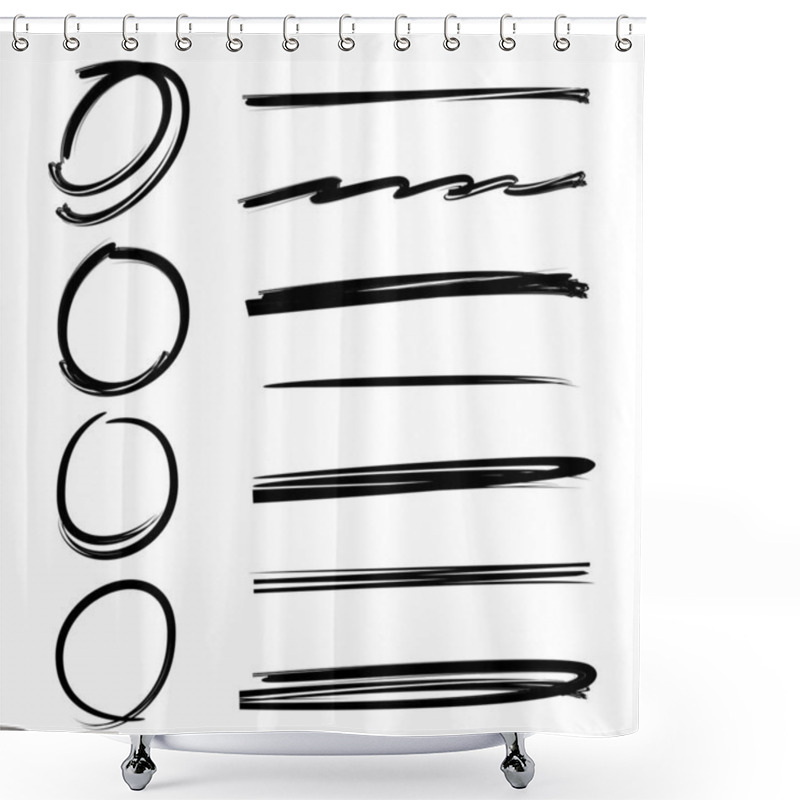 Personality  Vector Hand Drawn Marker Elements, Circles, Underlines Shower Curtains