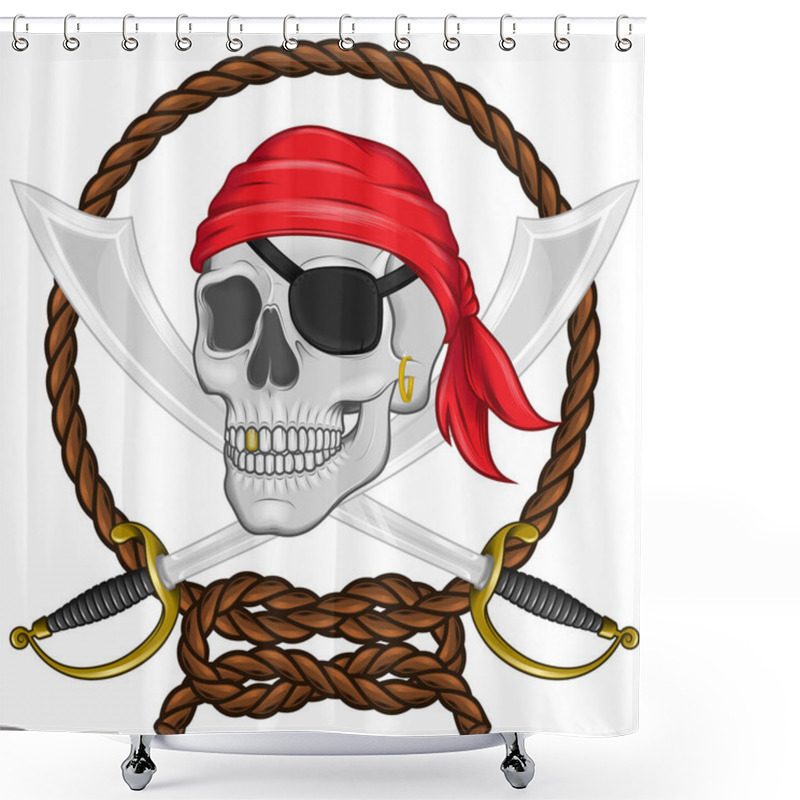 Personality  Pirate Skull Design With Swords And Rope Shower Curtains