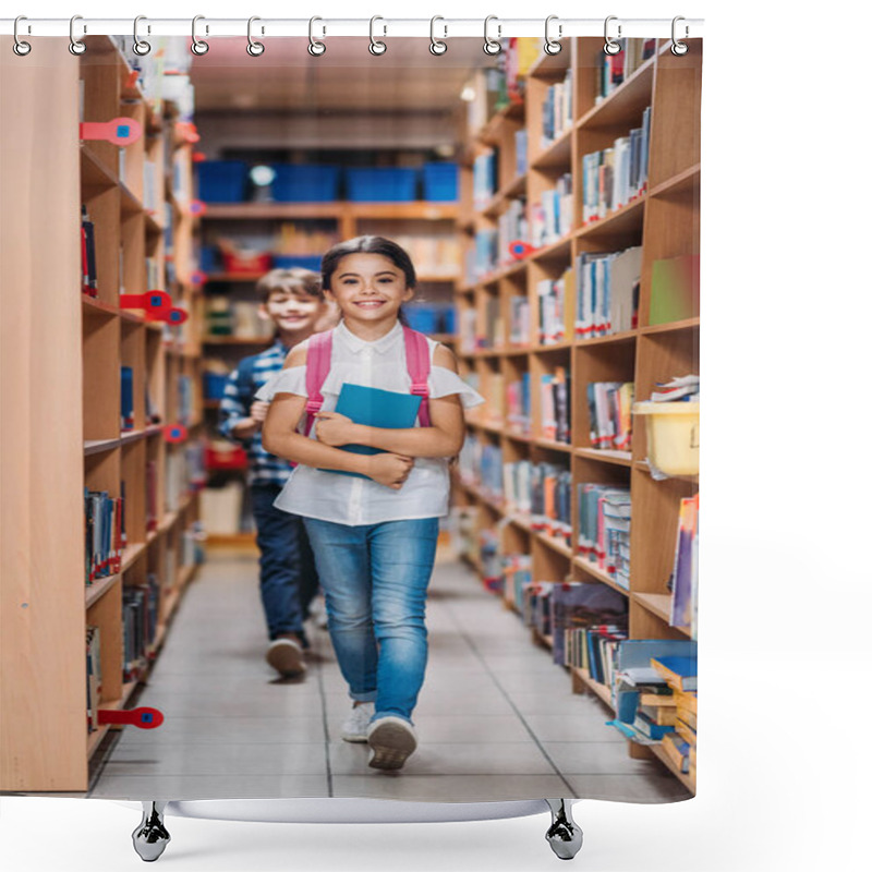 Personality  Kids With Books In Library Shower Curtains