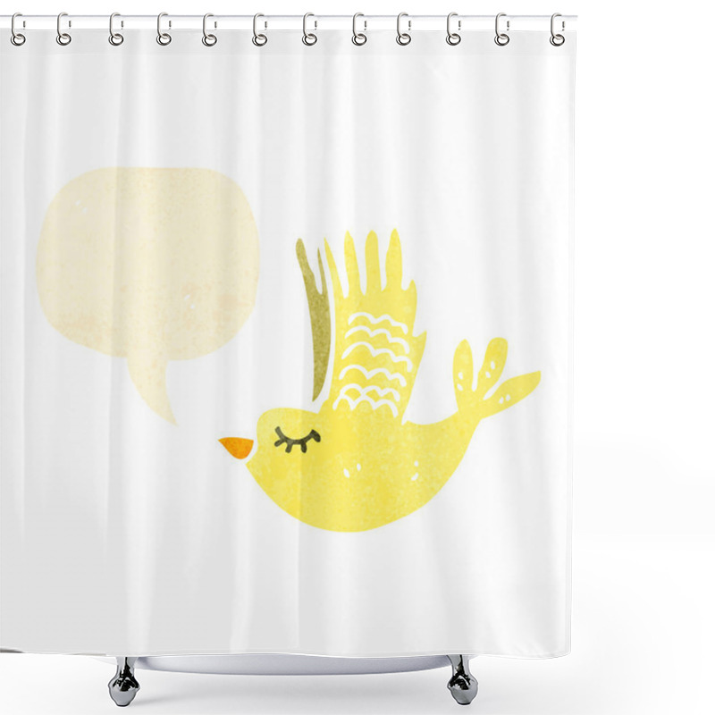 Personality  Retro Cartoon Flying Bird Shower Curtains