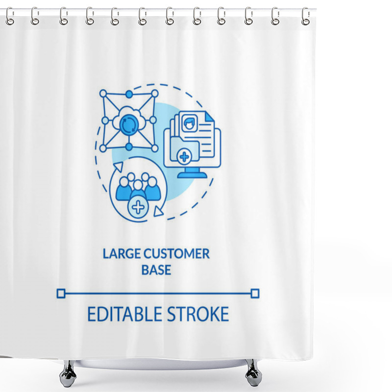 Personality  Large Customer Base Concept Icon. Cloud-computing Product Idea Thin Line Illustration. Providing Value To Existing Customers. Vector Isolated Outline RGB Color Drawing. Editable Stroke Shower Curtains