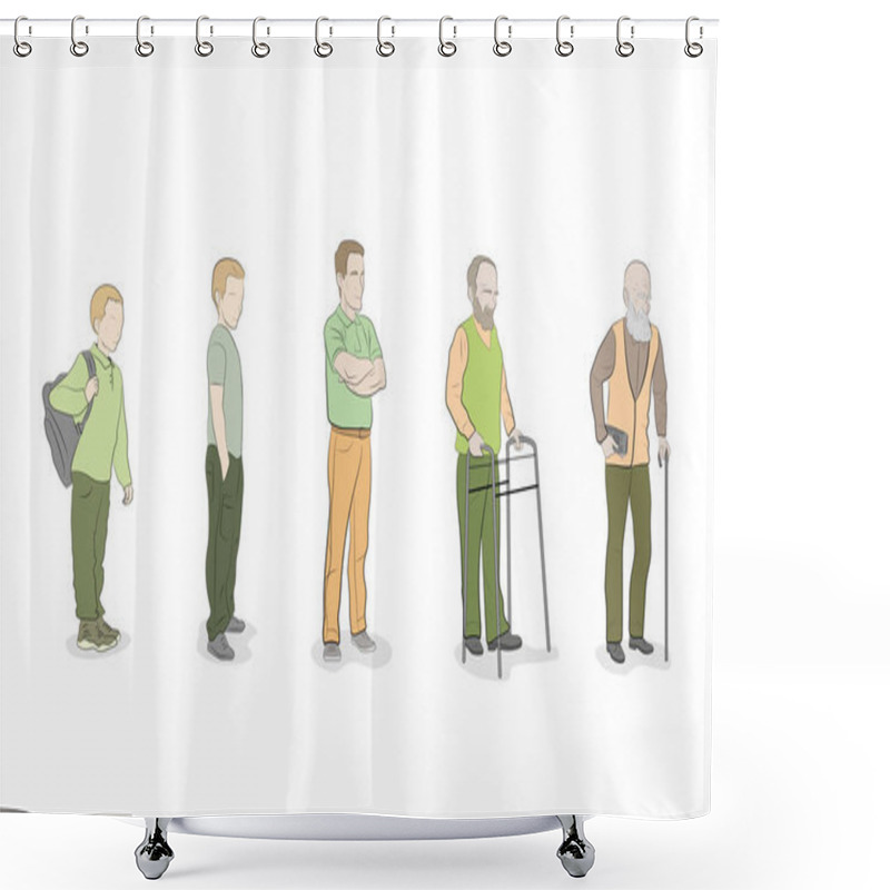 Personality  Human Life At Different Ages. Vector Illustration Shower Curtains