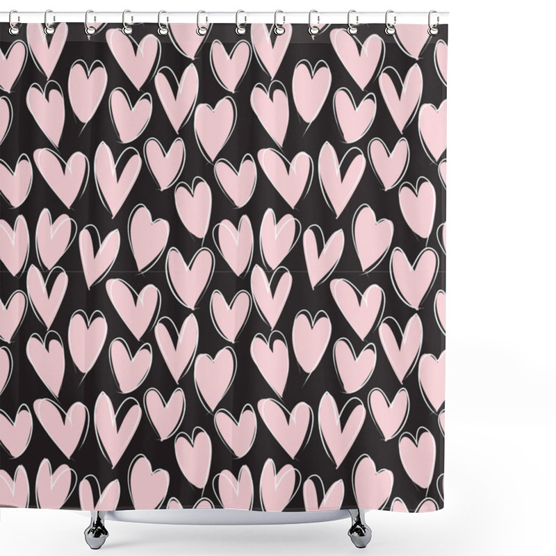 Personality  Heart Shape Brush Strokes Seamless Pattern Shower Curtains